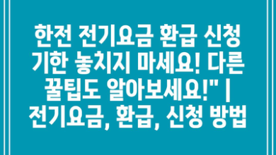 한전 전기요금 환급 신청 기한 놓치지 마세요! 다른 꿀팁도 알아보세요!” | 전기요금, 환급, 신청 방법