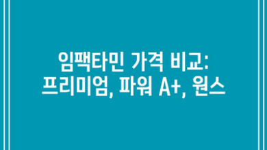 임팩타민 가격 비교: 프리미엄, 파워 A+, 원스