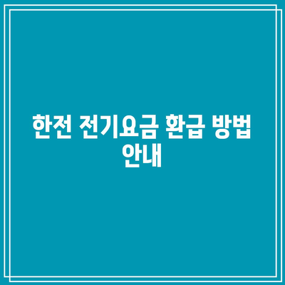 전기요금 환급 기한 일정표| 한전에서 놓치지 말아야 할 환급 방법 | 전기요금, 환급, 기한 확인방법