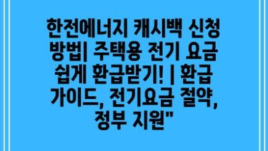 한전에너지 캐시백 신청 방법| 주택용 전기 요금 쉽게 환급받기! | 환급 가이드, 전기요금 절약, 정부 지원”