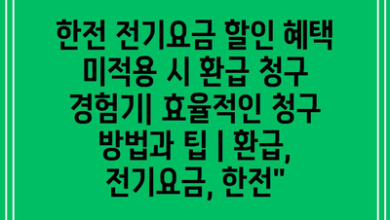 한전 전기요금 할인 혜택 미적용 시 환급 청구 경험기| 효율적인 청구 방법과 팁 | 환급, 전기요금, 한전”