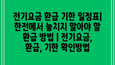 전기요금 환급 기한 일정표| 한전에서 놓치지 말아야 할 환급 방법 | 전기요금, 환급, 기한 확인방법