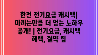 한전 전기요금 캐시백| 아끼는만큼 더 얻는 노하우 공개! | 전기요금, 캐시백 혜택, 절약 팁