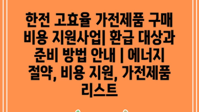 한전 고효율 가전제품 구매 비용 지원사업| 환급 대상과 준비 방법 안내 | 에너지 절약, 비용 지원, 가전제품 리스트