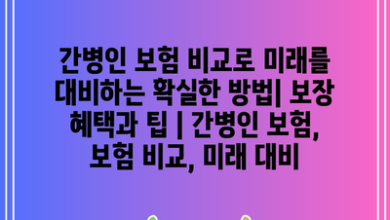 간병인 보험 비교로 미래를 대비하는 확실한 방법| 보장 혜택과 팁 | 간병인 보험, 보험 비교, 미래 대비