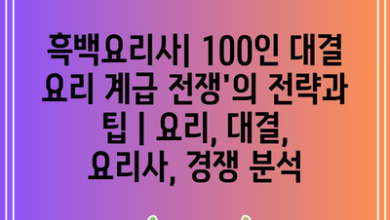 흑백요리사| 100인 대결 요리 계급 전쟁’의 전략과 팁 | 요리, 대결, 요리사, 경쟁 분석