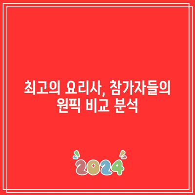 흑백요리사 참가자 원픽 소개! 이들이 선택한 최고의 요리사는 누구일까? | 요리, 대회, 참가자 분석