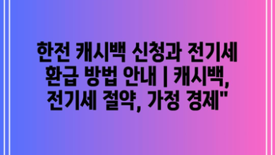 한전 캐시백 신청과 전기세 환급 방법 안내 | 캐시백, 전기세 절약, 가정 경제”