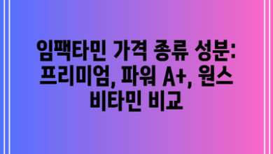 임팩타민 가격 종류 성분: 프리미엄, 파워 A+, 원스 비타민 비교