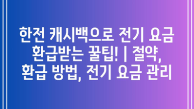 한전 캐시백으로 전기 요금 환급받는 꿀팁! | 절약, 환급 방법, 전기 요금 관리