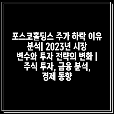 포스코홀딩스 주가 하락 이유 분석| 2023년 시장 변수와 투자 전략의 변화 | 주식 투자, 금융 분석, 경제 동향