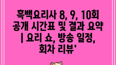 흑백요리사 8, 9, 10회 공개 시간표 및 결과 요약 | 요리 쇼, 방송 일정, 회차 리뷰’