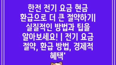 한전 전기 요금 현금 환급으로 더 큰 절약하기| 실질적인 방법과 팁을 알아보세요! | 전기 요금 절약, 환급 방법, 경제적 혜택’