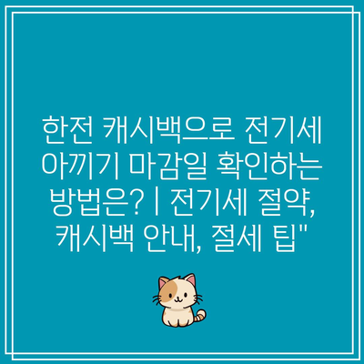 한전 캐시백으로 전기세 아끼기 마감일 확인하는 방법은? | 전기세 절약, 캐시백 안내, 절세 팁”