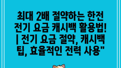 최대 2배 절약하는 한전 전기 요금 캐시백 활용법! | 전기 요금 절약, 캐시백 팁, 효율적인 전력 사용”