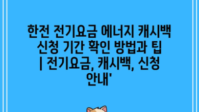 한전 전기요금 에너지 캐시백 신청 기간 확인 방법과 팁 | 전기요금, 캐시백, 신청 안내’