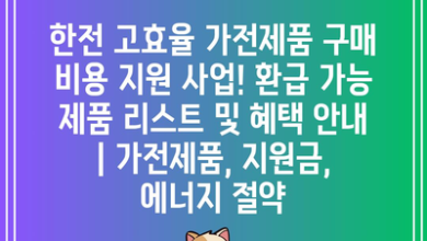 한전 고효율 가전제품 구매 비용 지원 사업! 환급 가능 제품 리스트 및 혜택 안내 | 가전제품, 지원금, 에너지 절약