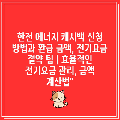 한전 에너지 캐시백 신청 방법과 환급 금액, 전기요금 절약 팁 | 효율적인 전기요금 관리, 금액 계산법”