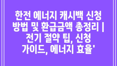 한전 에너지 캐시백 신청 방법 및 환급금액 총정리 | 전기 절약 팁, 신청 가이드, 에너지 효율’