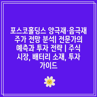 포스코홀딩스 양극재·음극재 주가 전망 분석| 전문가의 예측과 투자 전략 | 주식 시장, 배터리 소재, 투자 가이드