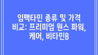 임팩타민 종류 및 가격 비교: 프리미엄 원스 파워, 케어, 비타민B