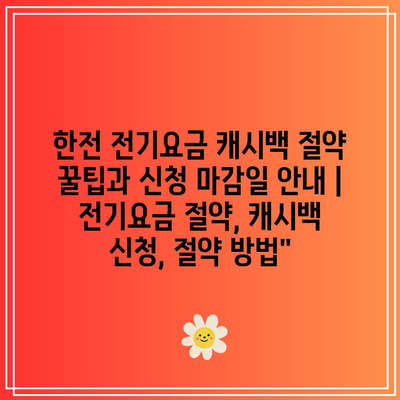 한전 전기요금 캐시백 절약 꿀팁과 신청 마감일 안내 | 전기요금 절약, 캐시백 신청, 절약 방법”