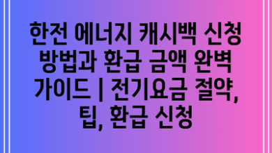 한전 에너지 캐시백 신청 방법과 환급 금액 완벽 가이드 | 전기요금 절약, 팁, 환급 신청