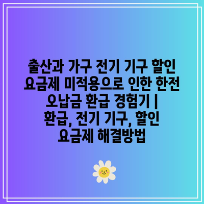 출산과 가구 전기 기구 할인 요금제 미적용으로 인한 한전 오납금 환급 경험기 | 환급, 전기 기구, 할인 요금제 해결방법