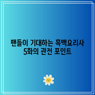 흑백요리사 5화 공개 시간 및 출연진 리뷰 | 드라마, 등장인물, 방영 일정