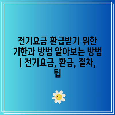 전기요금 환급받기 위한 기한과 방법 알아보는 방법 | 전기요금, 환급, 절차, 팁