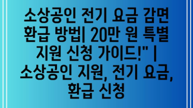 소상공인 전기 요금 감면 환급 방법| 20만 원 특별 지원 신청 가이드!” | 소상공인 지원, 전기 요금, 환급 신청