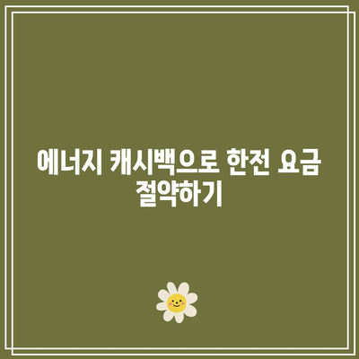 한전 전기요금 에너지 캐시백 신청 최종 마감일은 언제인가요? | 에너지 캐시백, 전기요금 절감, 신청 방법"