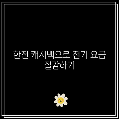 최대 2배 절약하는 한전 전기 요금 캐시백 활용법! | 전기 요금 절약, 캐시백 팁, 효율적인 전력 사용"