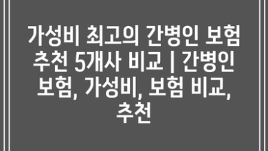 가성비 최고의 간병인 보험 추천 5개사 비교 | 간병인 보험, 가성비, 보험 비교, 추천